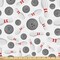 Ambesonne Bowling Fabric by the Yard, Vintage Sports Themed Balls and Pins Pattern with Cartoon Design on Plain Back, Decorative Fabric for Upholstery and Home Accents, White Grey Red